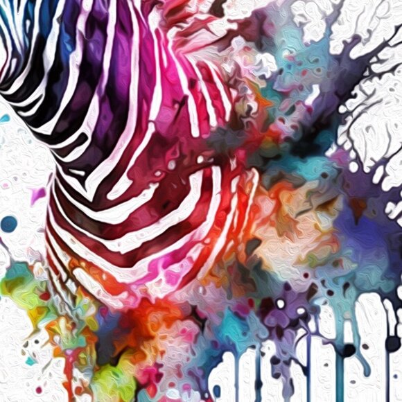 8x8 Zebra Fantasy Wall Art‎ Watercolor Oil Painting Print - Picture 5 of 6